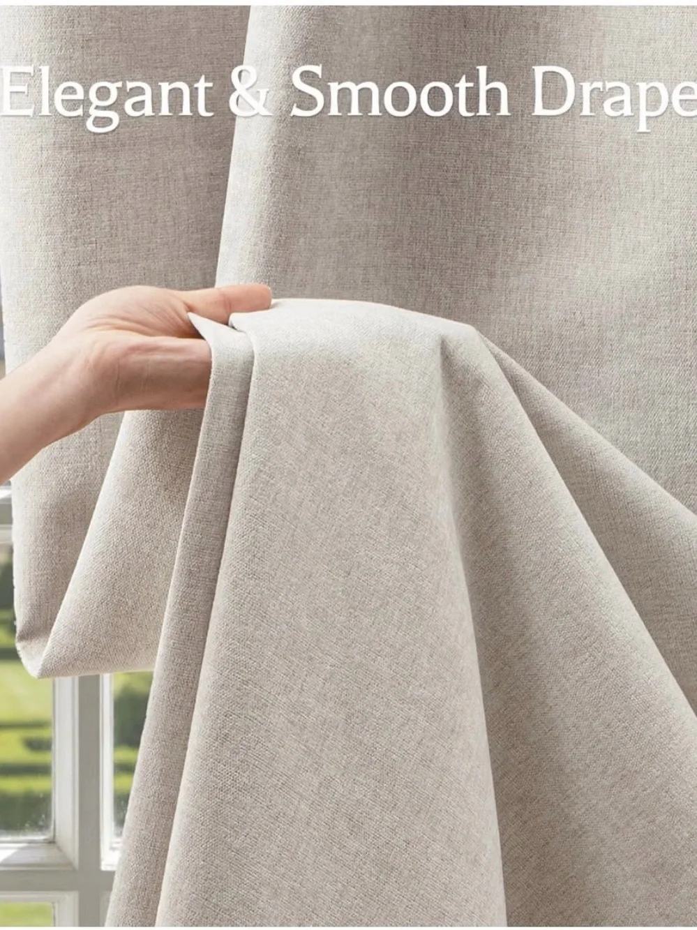 Chenille 100% Blackout Curtains 84 Inches Long for Bedroom,Light Beige 2 panel